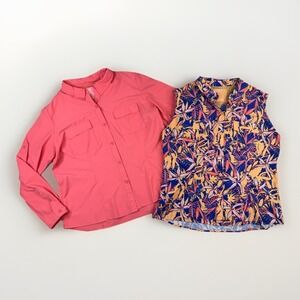 Lot Of 2 Silver Bait Vented Fishing Shirts Womens XL Coral Long Sleeve Tropical